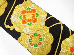 アンティーク　鏡裏に華紋模様織り出し袋帯(着用可)